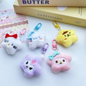 Sanrio Plush KeyChain Bag Pendant Hello Kitty Doll Keyring Anime Stuffed Backpack Pendant My Melody Cinnamoroll Cute Girl Toy