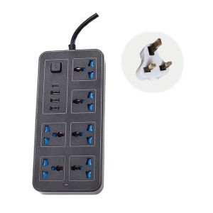 SIMPL 2m Extension Cord Power Multi Tap Multiprise 6 AC Sockets 3 USB Outlet Power Strip Surge Protector Power Button Safe Electrical Socket Charge