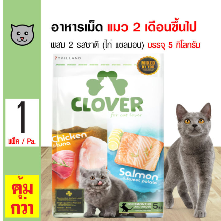 Clover Cat สูตรมิกซ์ ไก่ ทูน่า แซลมอน มันฝรั่งหวาน 5 กก.