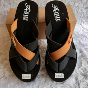 ANUR - sendal wanita terbaru wedges selop silang perempuan dewasa kekinian