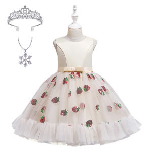 Pink Sequins Strawberry Dresses for Girls Pageant Formal Gowns New Year Party Princess Dress Child Champagne Sleeveless Dress