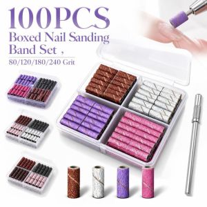 DOOUR 100PCS 80/120/180/240 Grit Dải chà nhám móng tay Hỗn hợp các loại hạt mài 3.1mm Bộ Dụng Cụ Chà Móng Tay Thực tế Bền bỉ Dây nhám mài móng tay Dịch vụ làm móng tiệm làm móng