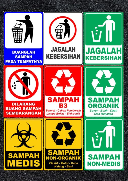 Stiker Penanda Tempat Jenis Sampah | Organik Non Anorganik Medis ...