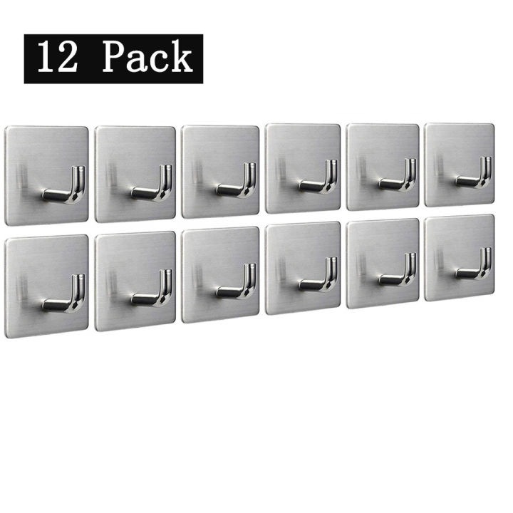 MY Stock】12 Pack Self Adhesive Hooks Removable Wall Hooks Sticky
