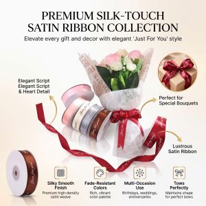 AOR 45M (2.5CM) Reben Satin JUST FOR YOU Reben Organza Bunga Hantaran Hari Jadi Riben Hadiah Hantaran Hadiah Bunga Kek DIY Pembalut Kertas Hiasan Kotak