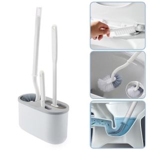 Dụng Cụ Chà Rửa Toilet 3 Trong 1 - Bộ 3 Cọ Bồn Cầu Silicon Chà Toilet Nhà Vệ Sinh Gọn Gàng Sạch Sẽ
