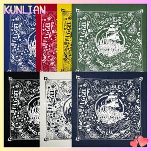 [KUNLIAN] Nautical Print High Quality Hip Hop Cotton Square Scarf Men Bandana Scarf Headband Paisley Gifts For Boys Girls