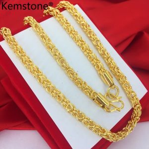 Kemstone สร้อยคอทองคํา24K สําหรับผู้ชายโซ่บิดลายมังกร5มม.