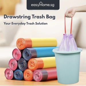 Trash Bag 45 x 50cm (1 ROLL 15PCS) / Drawstring Garbage Bag / Rubbish Bag / Plastic Bag For Rubbish Bin