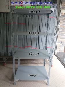 Kệ V lỗ 4 tầng mâm-mã số: V40.05 (D60cm x R40cm x C120cm). Đầy đủ ốc - ke - đế lót - thép V3x3 dày 1.5ly