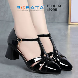 [ẢNH THẬT-FREESHIP] Giày cao gót nữ quai sau ROSATA RO630 - 5p - Đen Kem - HÀNG VIỆT NAM - BKSTORE