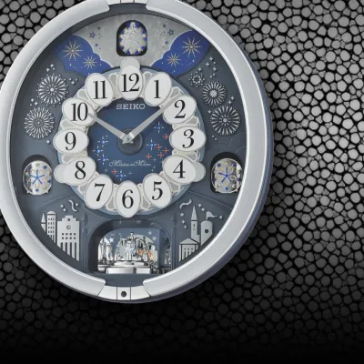 [Local SG Seller] Seiko Clock QXM379S Glittering Starry Night Melodies In Motion Rotating Pendulum Chime Wall Clock QXM379