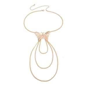 Stylish Butterfly Tassels Arm Cuff Bracelet Fashion Metal Arm Chain Open Arm Bracelets Ornament Popular Accessories