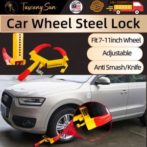 Car Wheel Lock Steering Wheel Lock Car Clamp Lock Anti-theft Tyre Clamp Tire Security Motorcycle Heavy Duty Universal Locker Hardened Steel