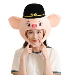 Pig Headgear Plush Piggy Hat Novelties Funny Pigsy Caps Photography Props Halloween Party Cosplay Costume Plush Pig Hat