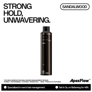 ApexFlow Men Scented Spray 300ml | Strong Hold 48H Volumizing Hair Spray Natural Finish Humidity-Resistant Non-Sticky Long-Lasting Fresh Scent All Day