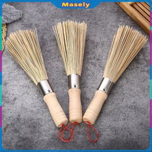 Masely Wok Bamboo Brush Cooking Clean Tool Utensils Restaurant Kitchen for Cleaning Dishes Cast Iron Pots Pans