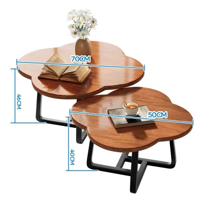 PACKONE 2 In 1 Coffee Table Marble Pattern Meja Kopi Set Small Round Table For Living Room Living room coffee table