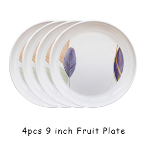 4pcs set Art Feather Design Melamine Dinnerware Plate / Bowl / Spoon / Cup Smart Kitchen Ph