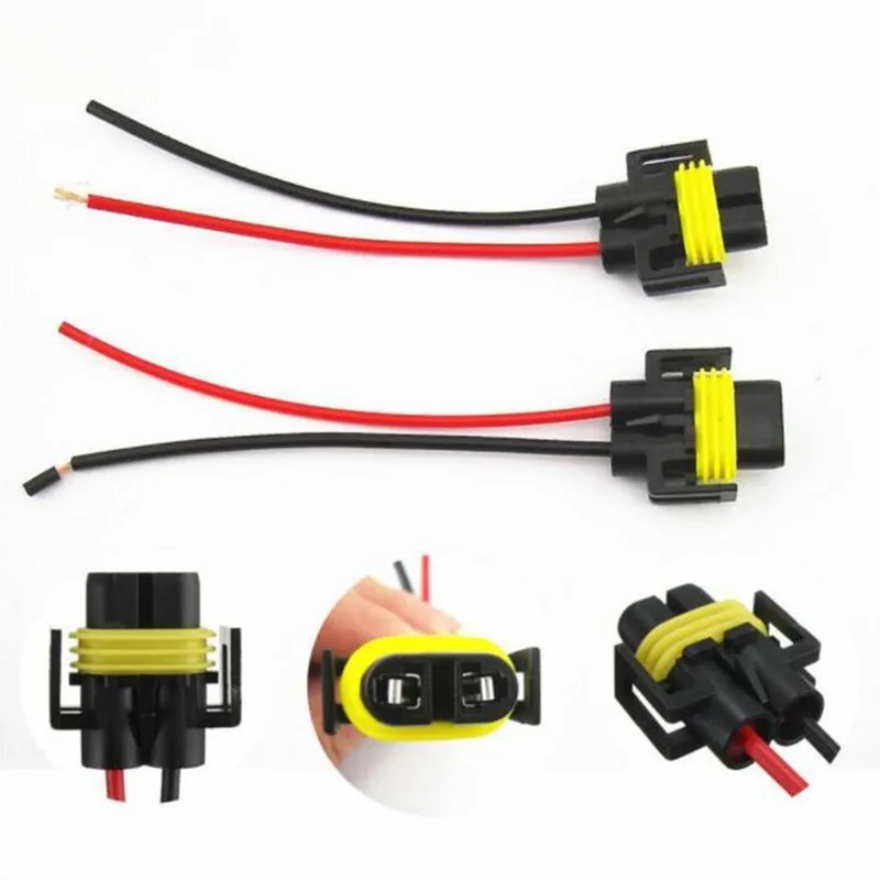 H11 H8 880 881 Wiring Harness Pigtail Sockets Female Connector for Headlights/Fog Lights (Pack of 2
