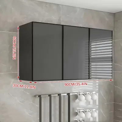 Solid wood kitchen wall cabinet multifunctional balcony wall cabinet restaurant waterproof bathroom storage cabinet