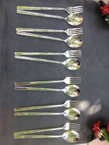 ช้อนส้อม 21.6*4 см ขนาด ยาว 3 สี สีเงิน สีทอง และสีโรสโกล์ด สแตนเลส 3 ตัว