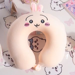 Cartoon Chiikawa U-shaped Pillow Cute Anime Character Plush Pillow USAGI Hachiware Neck Protection Sleep Pillow