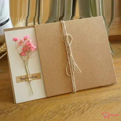 Dried Flowers Gift Card - Greeting Cards for Teachers Day Birthday Thank You Wishes Farewell Wedding Anniversary