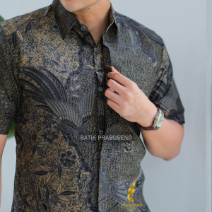 Prabuseno REGHAN Original 100% Kemeja Batik Pria Prabuseno Slimfit Atasan Lengan Pendek Bahan Katun Printing Premium Halus Adem Nyaman Lapis Furring Premium Baju Batik Dewasa Modern Mewah Seragam Kerja Kantor