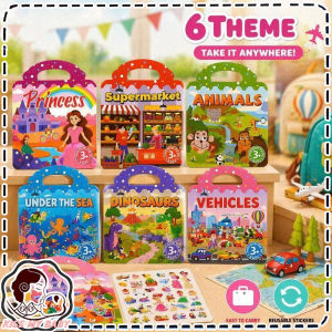 Jelly Sticker Book Reusable Non-Tear Stickers for 2-6 Year Old Cartoon Puzzle Buku Pelekat Budak
