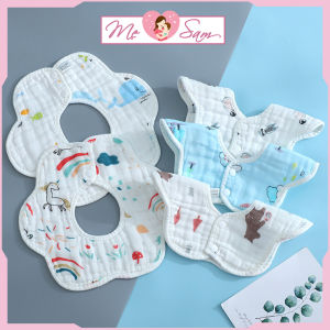 Yếm cho bé tròn xoay vải xô 8 lớp ăn dặm sơ sinh nhiều họa tiết Shop Mẹ Sam