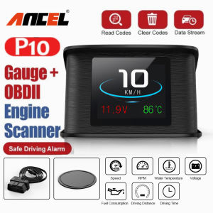 【Fast Delivery】ANCEL P10 Car HUD Gauge OBD2+GPS System HUD Head Up Display OBD2 Gauge Display Multi-Function Speedometer Water/Oil Temperature RPM Meter With LCD Display OBD2 Smart Gauge GPS Speedometer PK A600 KW206 F8 M3 P6