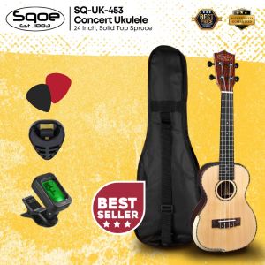 SQOE SQ-UK-453 24 inch Concert Solid Top Spruce & Rosewood Body Ukulele ( SQUK453 / SQ-UK / UK453 / 453)