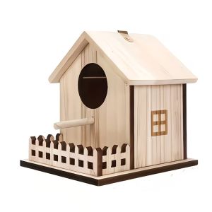 OUTOPEN Bird Cage Wood Bird House Parrot Mating Box Hanging Bird Breeding Box Safe Nesting Space Fence Perch Platform Incubation Box Outdoor Use