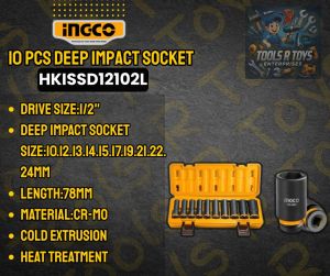 INGCO 10PCS DEEP IMPACT SOCKET SET | HKISSD12102L | TOOLS R TOY | ING-HANDTOOLS