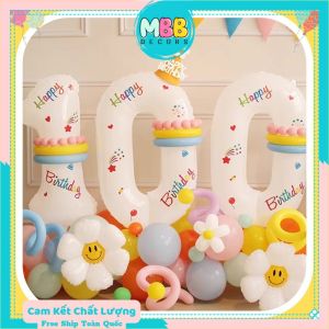KÈM STICKER HAPPY BIRTHDAY - Bóng Số Sinh Nhật Màu TRẮNG Cao 70cm - Trang Trí Sinh Nhật Tiệc Tùng Phong Cách Hàn Quốc (CÓ TẶNG KÈM ỐNG HÚT THỔI)
