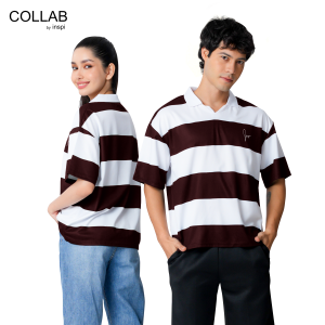 COLLAB by Inspi Boxy Rugby Polo Shirt for Men and Woman with Open-Collar Classic Striped Polo Collection Menswear Korean Style Tops