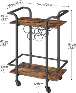 Matel Wine Cart Trolley With Wheels 2 Layer Bar Cart Trolley With Bottle Organizer Wood Storage Rack Cart Relax Serving Dining Car For Bar Kitchen Room Restaurant Living Room Party Bar Drinks Trolley Relax Dining Car Kitchen Trolley