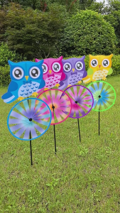 Owl Animal Windmill Outdoor Indoor Decoration For Garden Wind Resistant Design Easy Ground Installation Family Yard Art