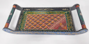 Traditional Handmade Home Living Room Dining Table Decor Wooden Serving Tray | Multicolor Color | Attractive Finished (Pack of 1 Pc)