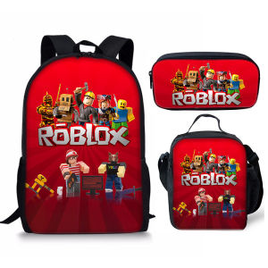 Roblox Backpack 3d Printed Bagpacks For Kids Boy Lunch Box Pencil Case School Bags 3pcs/Set Student Robux Cartoon Kids Packing Kit