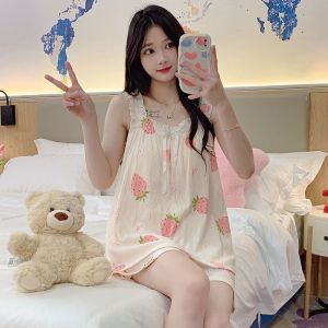 High Quality Camisole Pajamas with Chest Padded for Womens Summer Thin Sleeveless Shorts Pyjamas Student Girls Sweet Sleeping Wear Set Plus Size