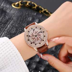 Jam tangan wanita Ticarto 2856G tali kulit mata motif putar original