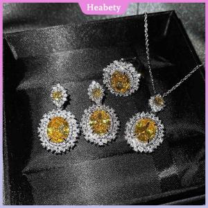 Heabety 3 cái bộ thanh lịch sang trọng thời trang pha lê zircon Vòng Cổ Bông Tai Nhẫn cho phụ nữ Cô gái bên đám cưới cô dâu trang sức Bộ quà tặng