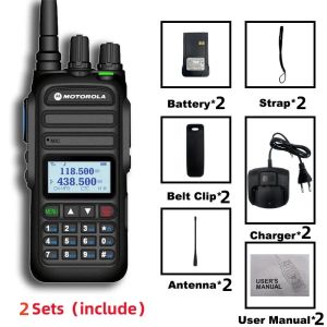 Motorola 370s Two Way Radio Long Range 10KM Walkie Talkie High-capacity 6800mAH 128channels High Power 15W Portable FM Radio Aviation Frequency Walkie-Talkies 136-520Mhz TYPE-C IP54 Waterproof Dustproof Suitable for Outdoor Hotel School Construction Site