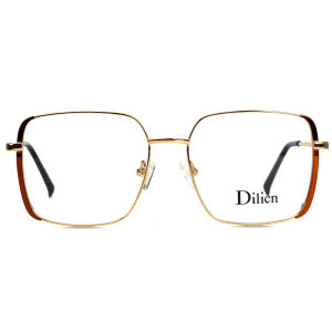 Dilicn  Square Style Metal Eyeglasses Frames Brand Fashion Luxury Designer Eye Glasses for Women 1016
