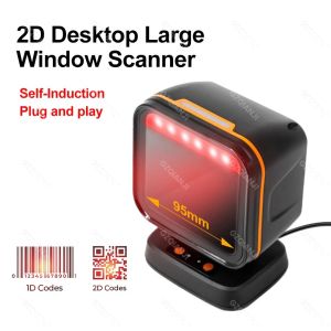 Square Desktop Scanner 1D 2D Barcode QR Code Scanning Omnidirectional Automatic Sensing Data Matrix Reader Supermarket Fast-Speed Hands-free