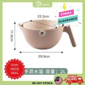 JD Home [Ready Stock] ❤ High Quality Washing Fruit Drain Basket Double-layer Vegetable Sink Household Kitchen Multifunctional Vegetable Basket