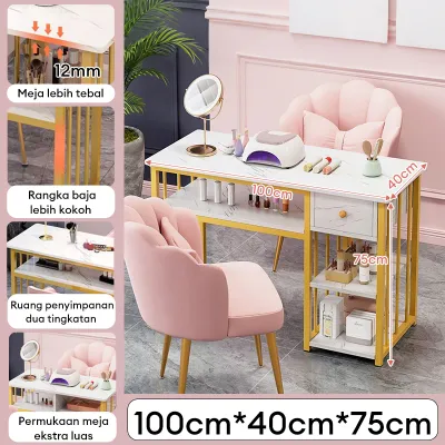 Meja Nail Art Meja Manikur Ganda Meja Salon Kuku Modern Minimalis Multifungsi