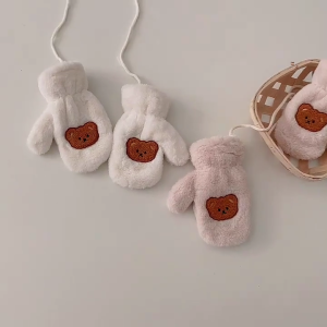 1 Cặp trẻ em phim hoạt hình mùa đông Găng với chuỗi Làm Ấm Tay trẻ mới biết đi dày Găng tay đủ ngón ấm sang trọng cho trẻ sơ sinh trẻ sơ sinh em bé bé gái bé trai 1-6 tuổi